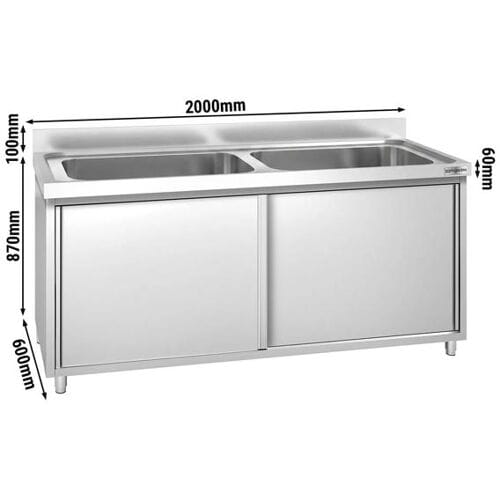 GGM Gastro Topfspülschrank PREMIUM - 2000x600mm - mit 2 Becken