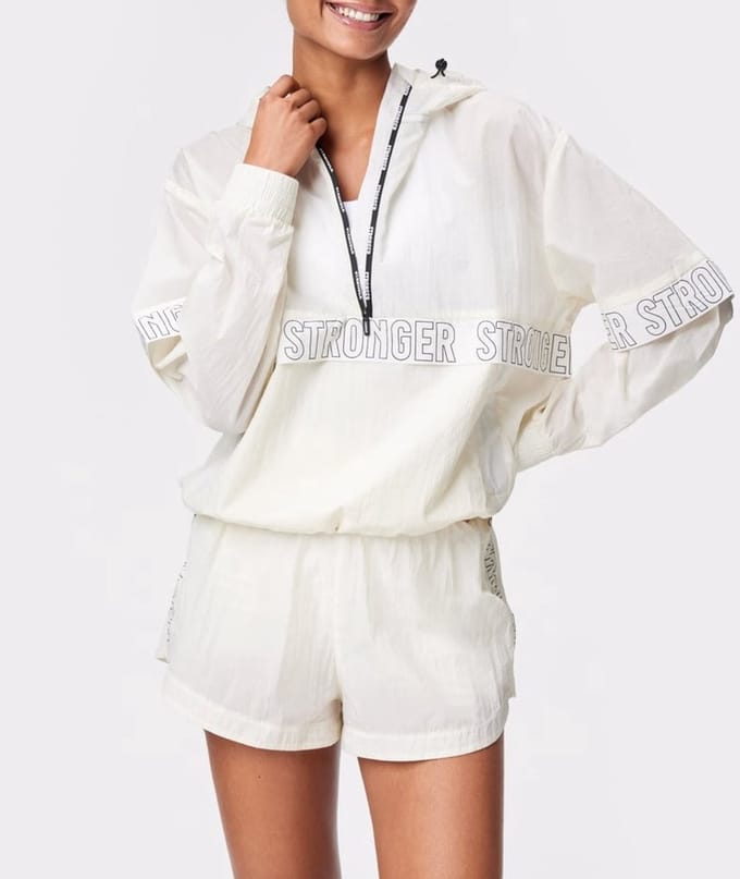 Stronger - Logo Wind Anorak Jas - Sportjas - Dames - Wit - Maat S