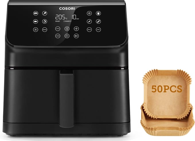 Cosori XXL Chef Edition 6.2 liter Airfryer - Met Bakpapier bakjes - 12 programma's