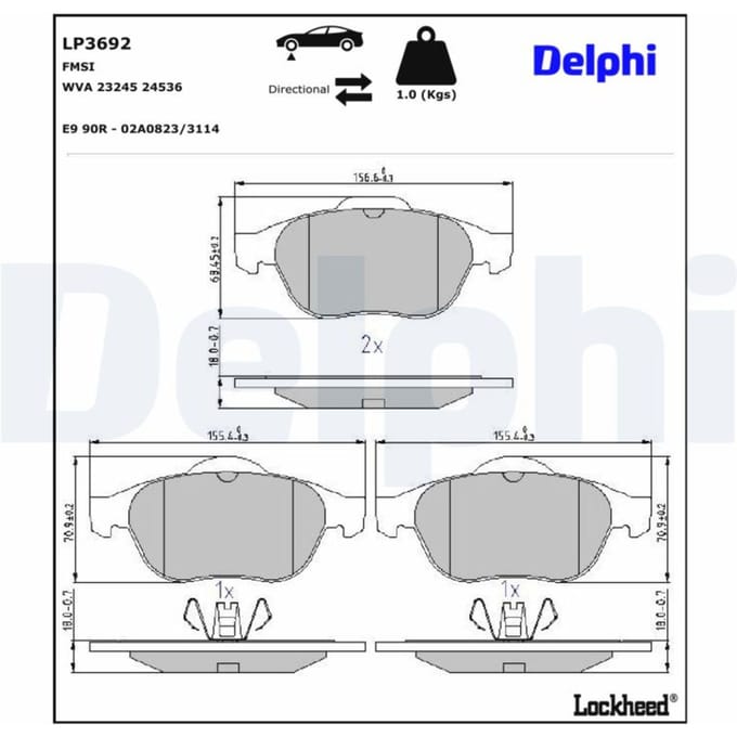 Remblokset DELPHI LP3692, voor