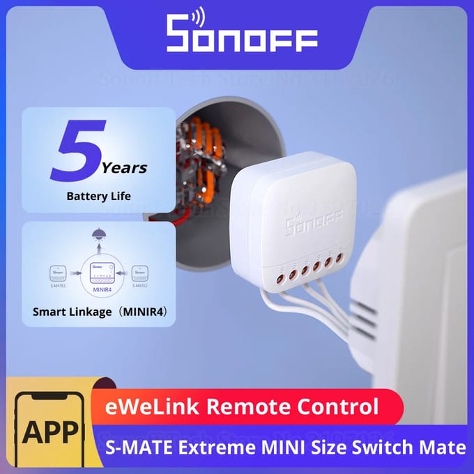 SONOFF S-MATE2 Extreme Switch Mate Lokale bediening Mechanische schakelaar Ondersteuning MINI-formaat Tweerichtings eWeLink-afstandsbediening via MINIR4
