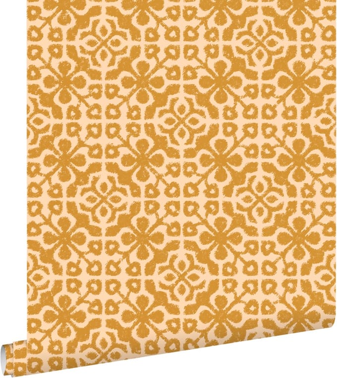 ESTAhome behang verweerde tegels okergeel - 50 x 900 cm - 131480