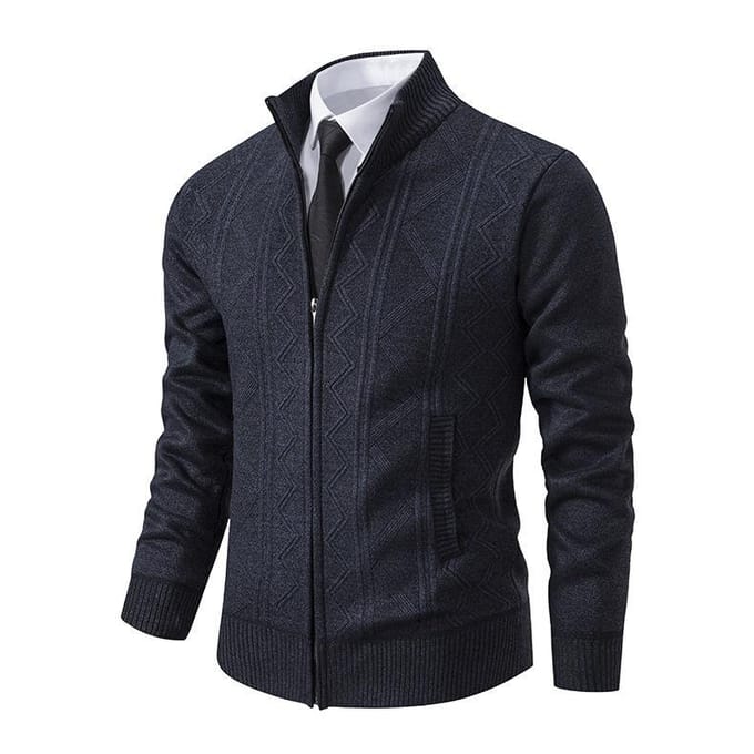 Winter Heren Vest Trui Jas Opstaande Kraag Gebreid Dik Gebreide Trui 3XL black
