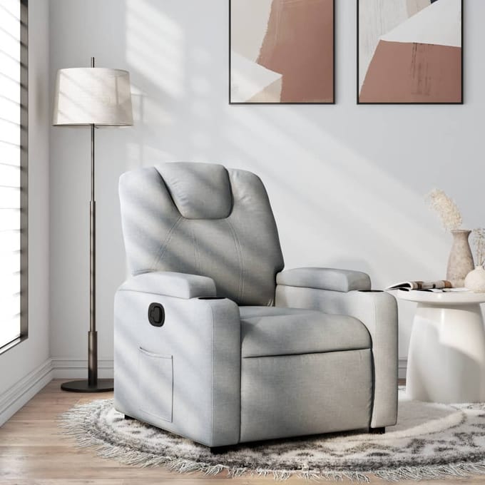Vidaxl Fauteuil Slaapbank, Lichtgrijs, Gestoffeerd met Stof
