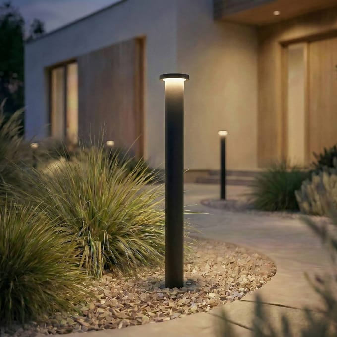 Lindby LED tuinpadverlichting Cirel, hoogte 65 cm, zwart, IP65