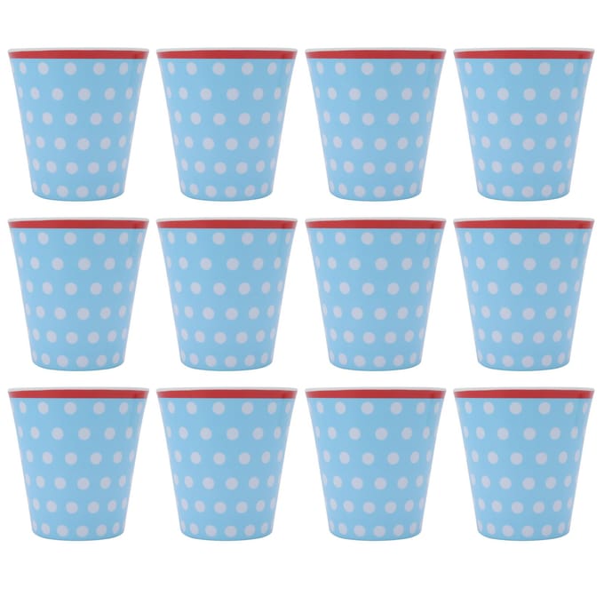 12 STKS Lichtblauw Stippenpatroon Imitatie Keramische Waterbeker Drinkmok voor Restaurant School Cadeau white
