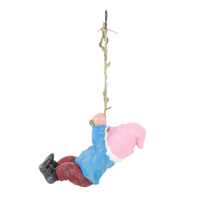 Figurine de Gnome Résine Vive Drôle Réaliste Gnome Grimpant Statue pour Maison Jardin Cour Bleue violet