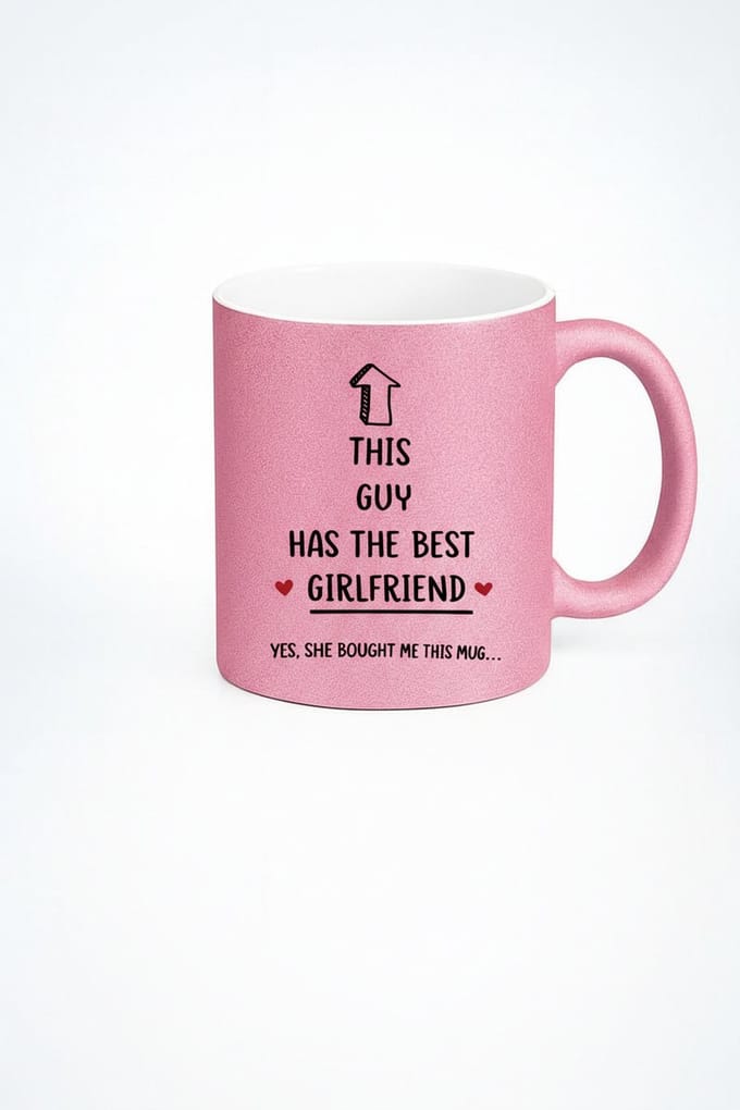 Roze Glitter Mok 'Deze Gast Heeft De Beste Vriendin' - Grappig Cadeau voor Vriend