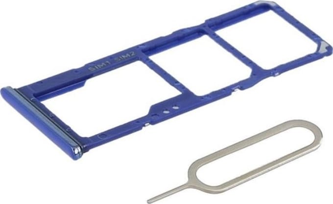 Voor Samsung A71 Sim/SD Kaarthouder Blauw