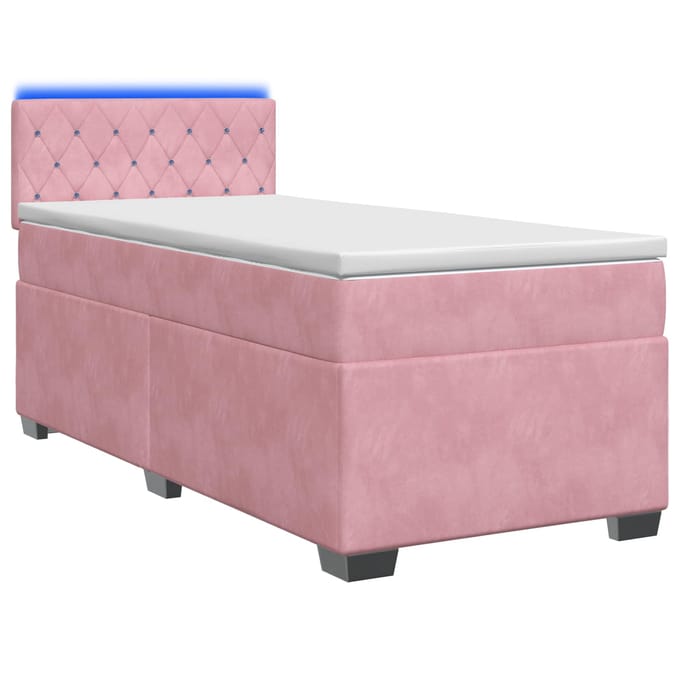 vidaXL - Boxspringbed - met - matras - en - LED - Roze - 80 - x - 200 - cm - fluweel