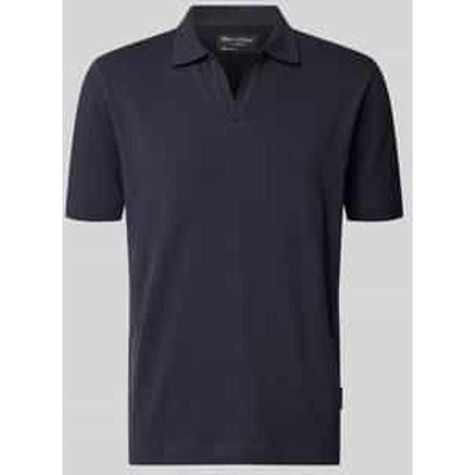 regular fit poloshirt van mix van katoen en linnen