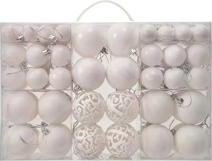 Nivard Kerstballen - Kerstversiering - Plastic - Wit - Kerstballenset - 100 stuks