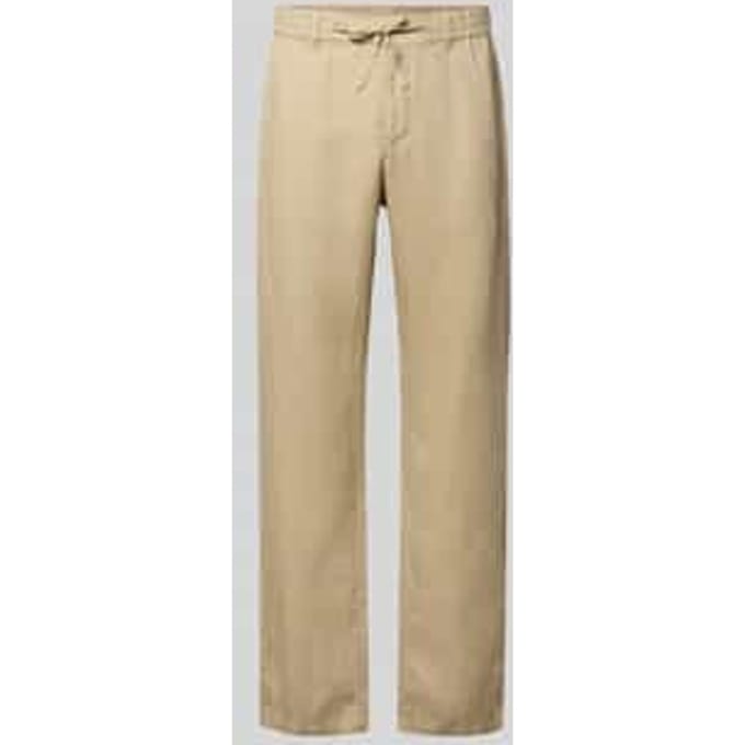 regular fit linnen broek met elastische band