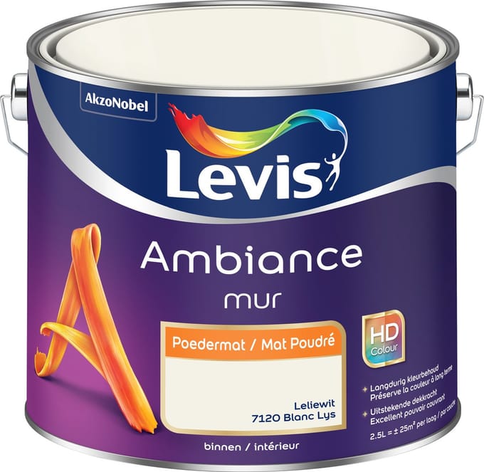 Levis - Ambiance Mur Poedermat - Leliewit - 2,5 L