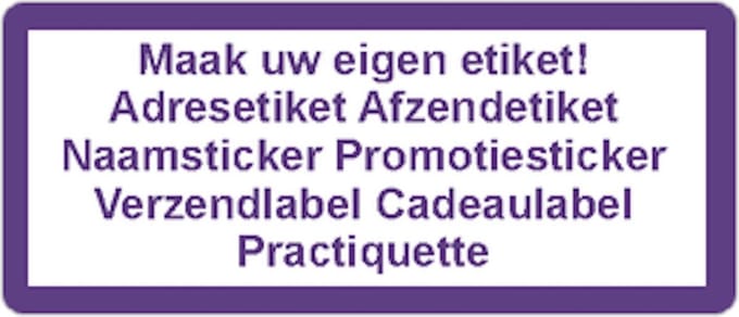 Adressticker - paars - paarse tekst - 250 stuks - 21x48mm - rechthoek - gepersonaliseerd - met eigen tekst