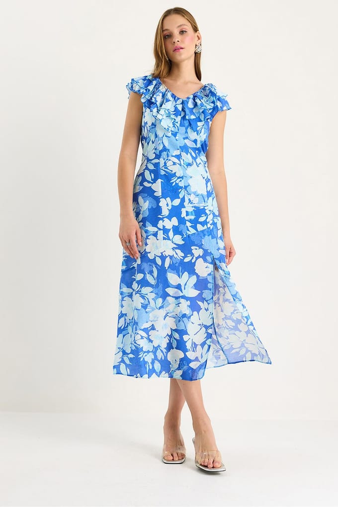 Midi-jurk met Ruffle Detail