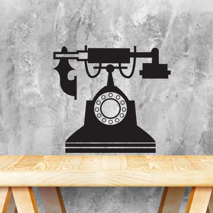 Walplus - Muursticker - Meubel Set Telefoon - Zwart