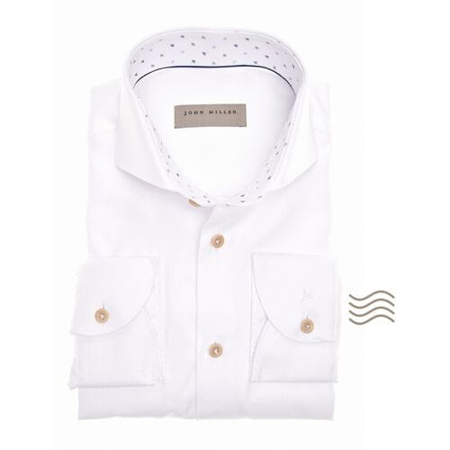 John Miller Overhemd Luxury Cotton Two-Ply Subtle Contrast Wit / male