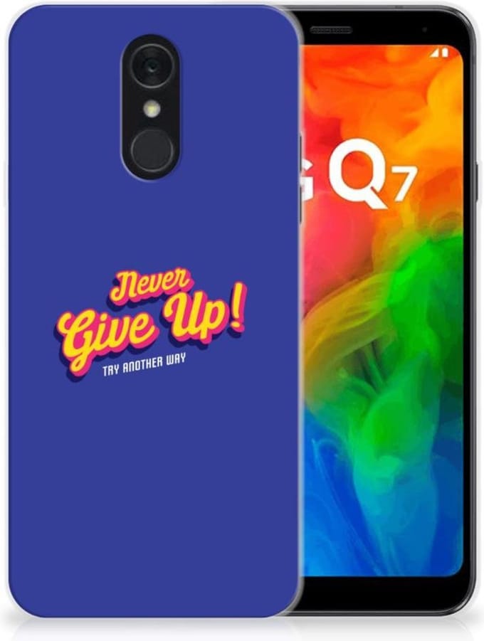 LG Q7 Siliconen hoesje met naam Never Give Up