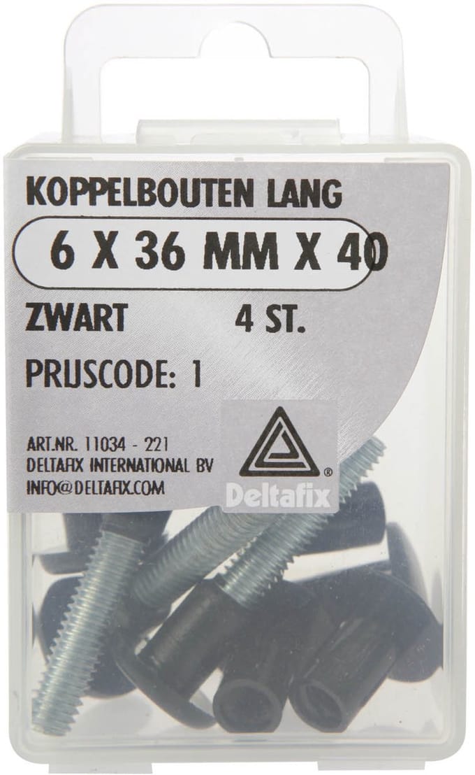 koppelbouten lang 6x36mm zwart