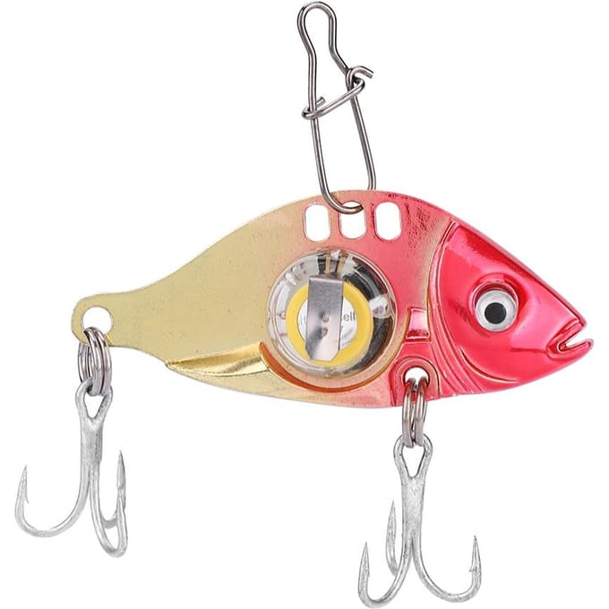 Leurres de pêche sous-marins à LED avec hameçon triple et accessoires beige