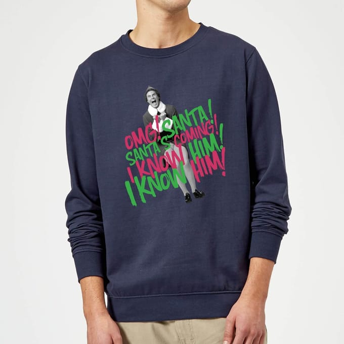 Elf Santa! I Know Him! Christmas Jumper - Navy - XL