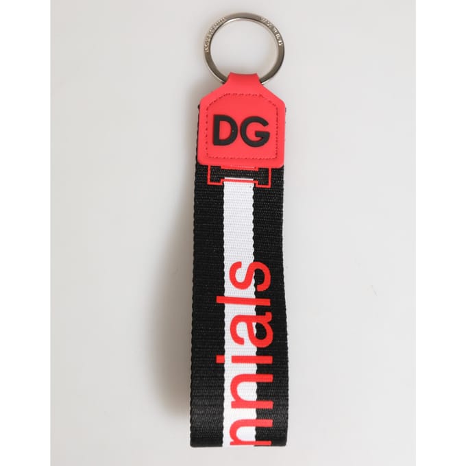 Rood-Wit DG Logo Polyester Messing Houder Sleutelhanger Sleutelschijfje