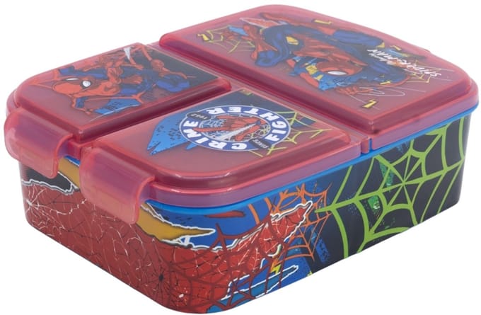 Spiderman Broodtrommel Kind – 3-vaks Lunchbox – 900 ml – BPA-vrij – Stevig & Lekvrij – Marvel Design