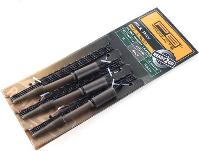 PB Products - Ready2Go Silk Ray Hit & Run Inline Leader 90 cm - 3 stuks - Gravel