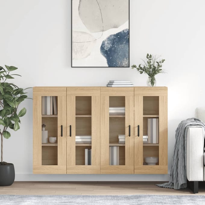 vidaXL - Hangkasten - 2 - st - bewerkt - hout - sonoma - eikenkleurig