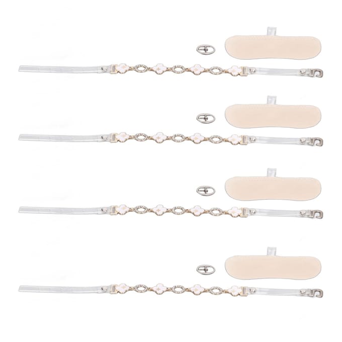 2 paires de sangles de talon dissimulées, détachables, réglables, élastiques, décoratives spéciales white