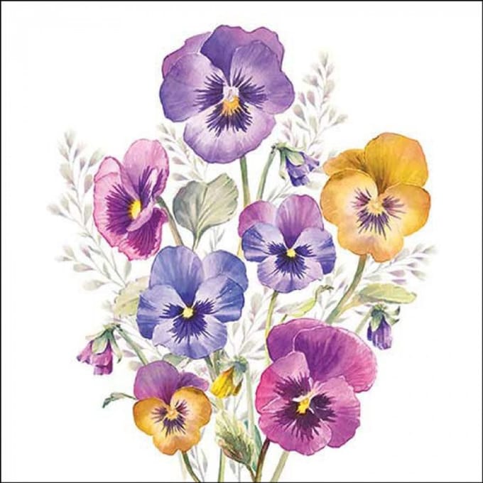 Cocktail Servetten Pansies - Ambiente - 25x25 cm