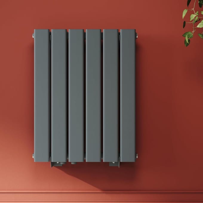 Verticale Badkamerradiator 600x465mm Antraciet - Dubbellaags Plat Paneel