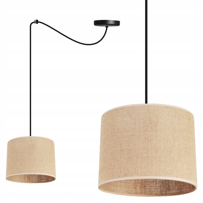 Hanglamp Jute Boho Stijl - Zwart/Wit - Ø 20 cm