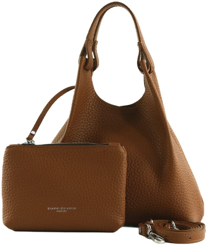 GIANNI CHIARINI Leren handtas schoudertas Dua Handbag Noce bruine