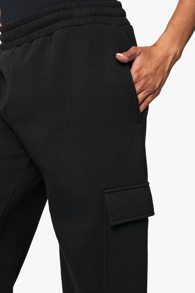 boohoo Dames Cargo Jogger met wijde pijpen | Zwart | Maat: Medium