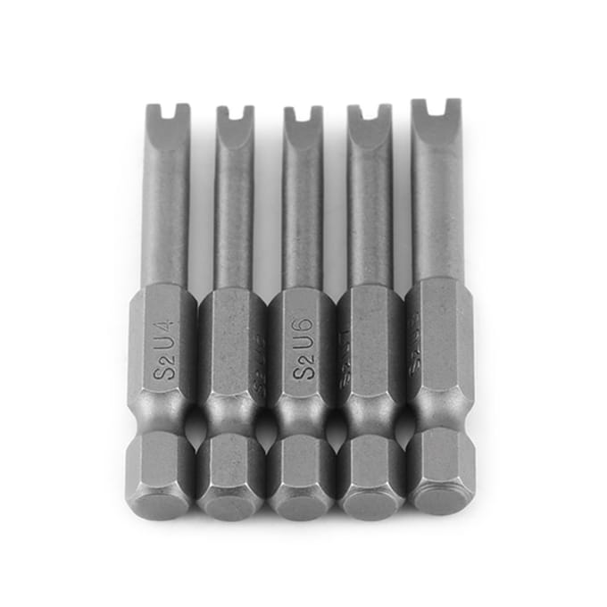 5 Pcs S2 Alloy Steel 50mm Length 1 4  Hex Shank U shaped Magnatic Screwdriver Bits Set