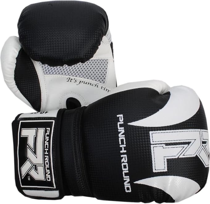 Punch Round Bokshandschoenen SLAM Mat Carbon Zwart Wit