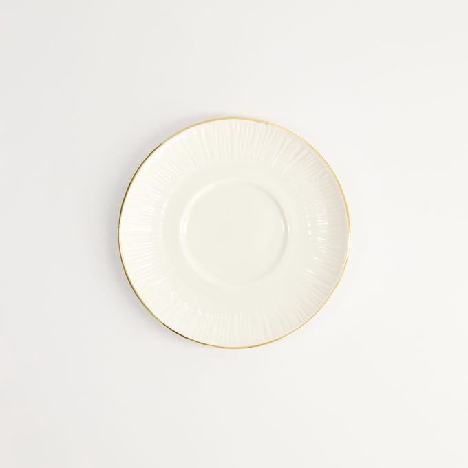 Tokyo Design Studio - Nippon White Gold Rim Schotel - Lines - Wit/Goud - 12 cm
