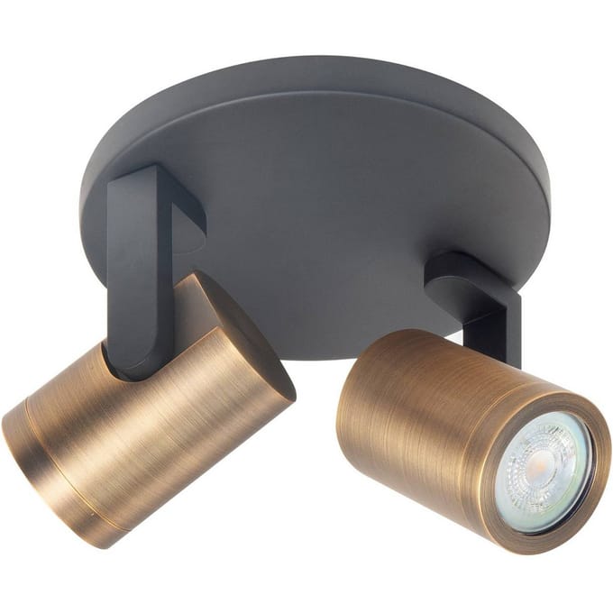 Opbouwspot Aston | Zwart Brons Metaal | Rond | GU10 | 2-voudig | ⌀ 17cm