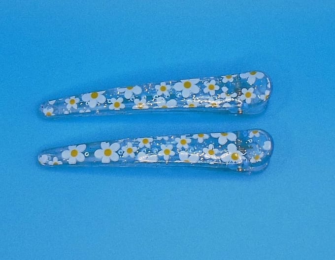 Duckklem met bloemenprint blauw