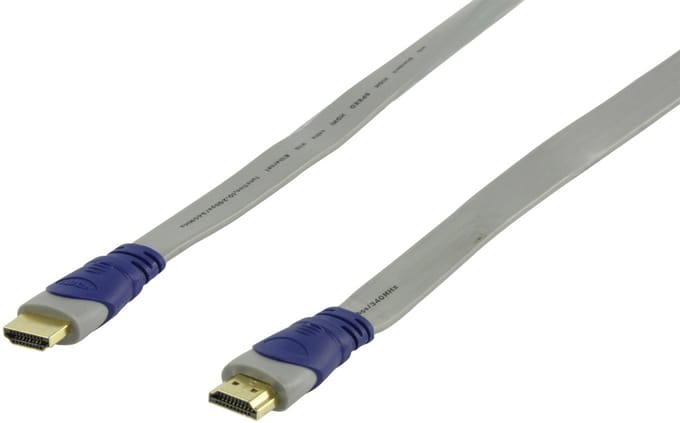 HQ - 1.4 High Speed platte HDMI kabel  - 1.5 m - Grijs/Blauw