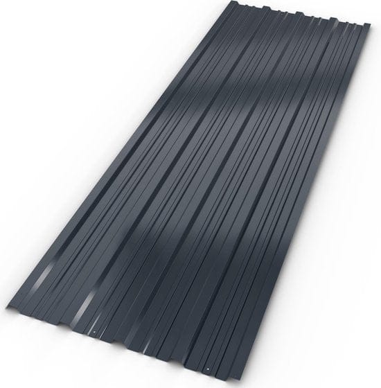 Gardebruk Set van 12 Dakplaten –Metaal – 129 x 46 cm – Antraciet