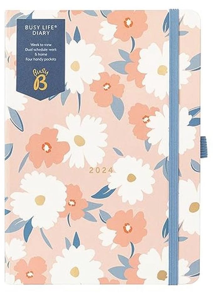 A5-weekplanner met Roze Bloemen | Dobbel Afsprakenplanner 2024