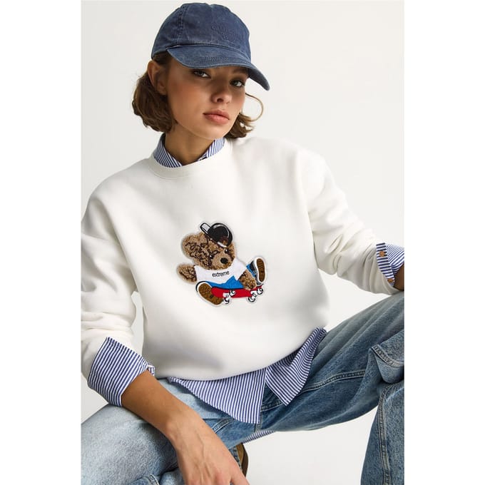 Geborduurd Ronde Hals Langsleeve Sweatshirt