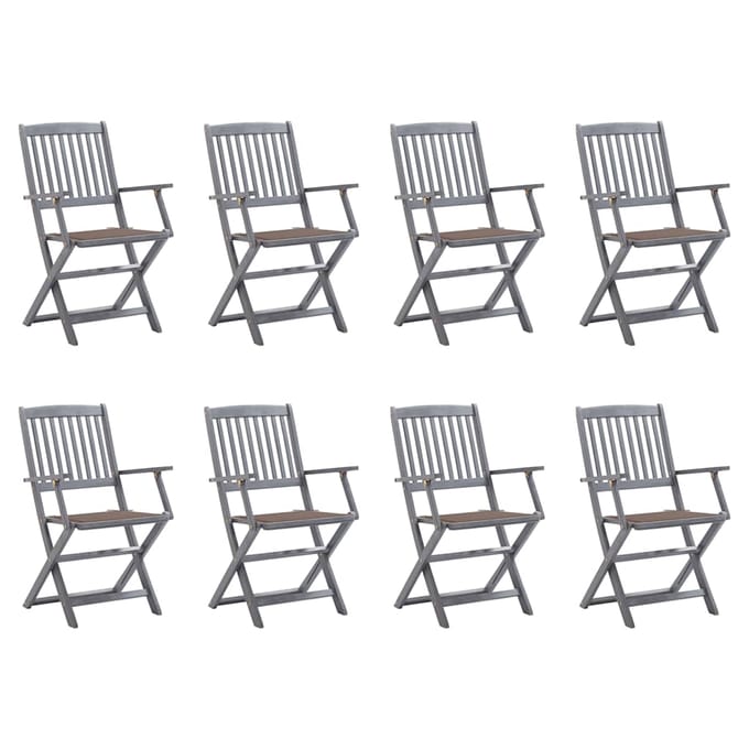 vidaXL - Inklapbare - stoelen - 8 - st - met - kussens - massief - acaciahout
