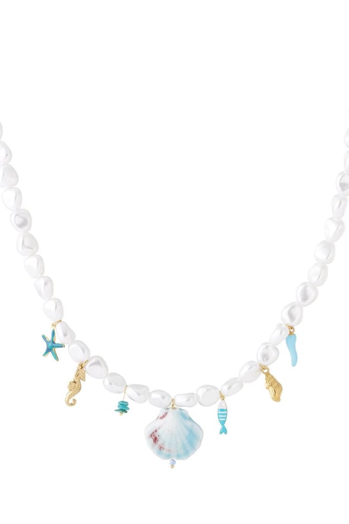 Kunstmatige parel kralen ketting Blauw