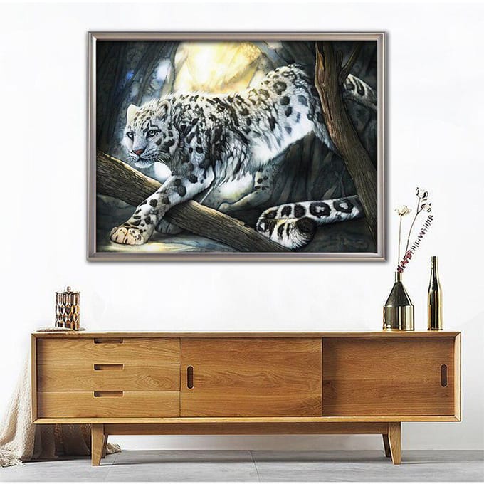 Peinture Diamant 5D DIY Léopard Diamants Carrés Complets Broderie Animale Strass Art Décorations de Maison Full Square 20X30CM black