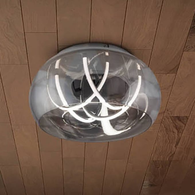Näve LED plafondlamp Malou, glas, CCT, afstandsbediening