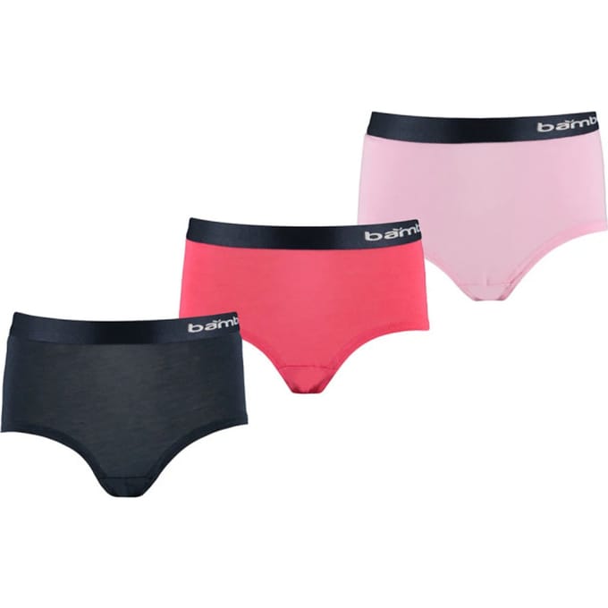 Apollo Meisjes Bamboe Hipster 3-Pack Zwart Rood Roze - Maat  122/128